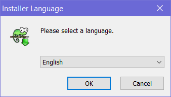 dialog with a drop-down list where you can select language, then Ok and cancel buttons