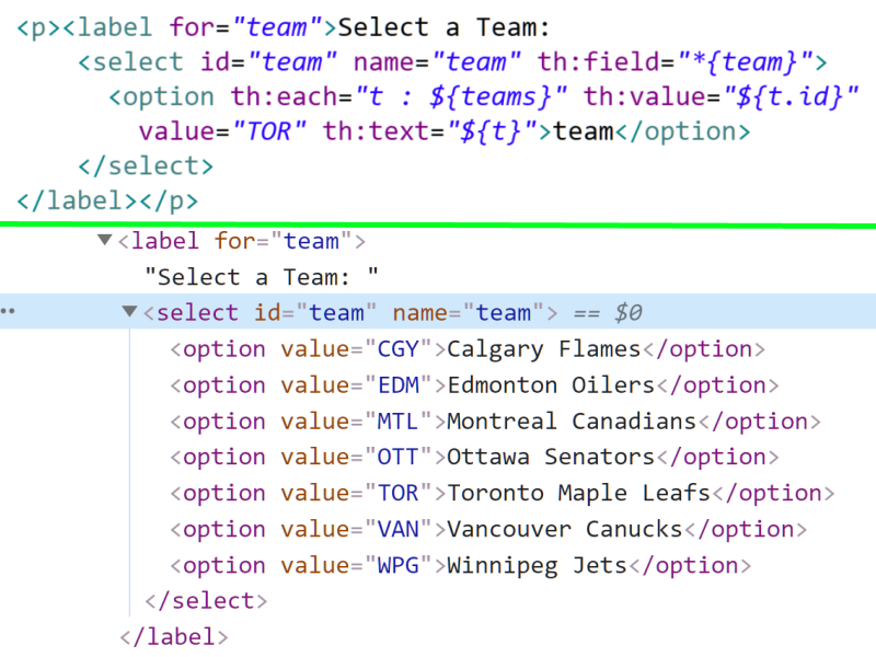 code for teams drop-down list plus source view on html page; msg wendi if you need this code