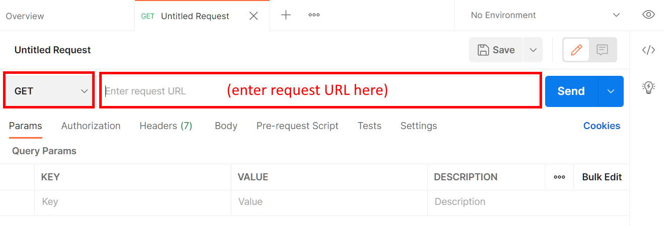 enter the request URL in the field