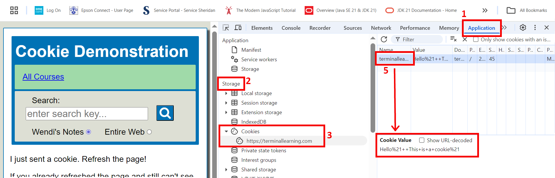 dev tools window in the browser