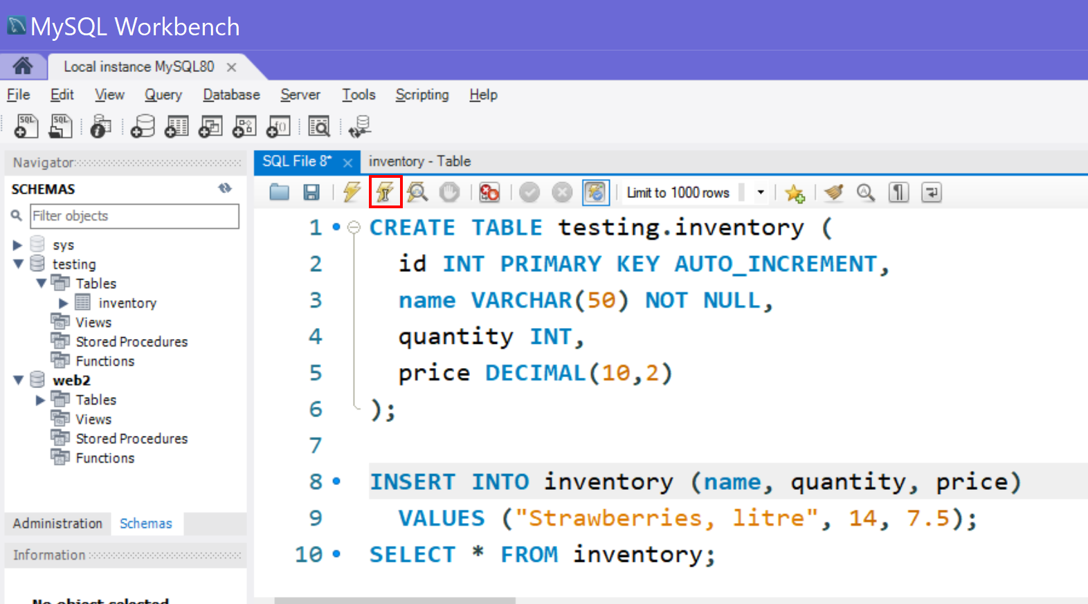 executing an insert query with other query statements