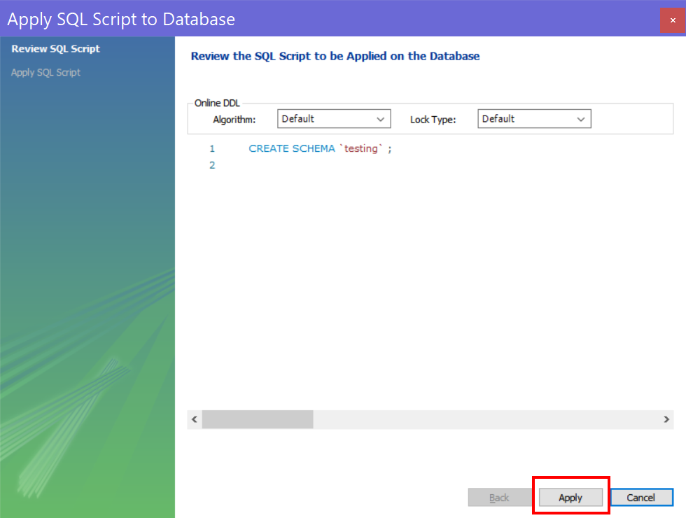 confirm creation of database