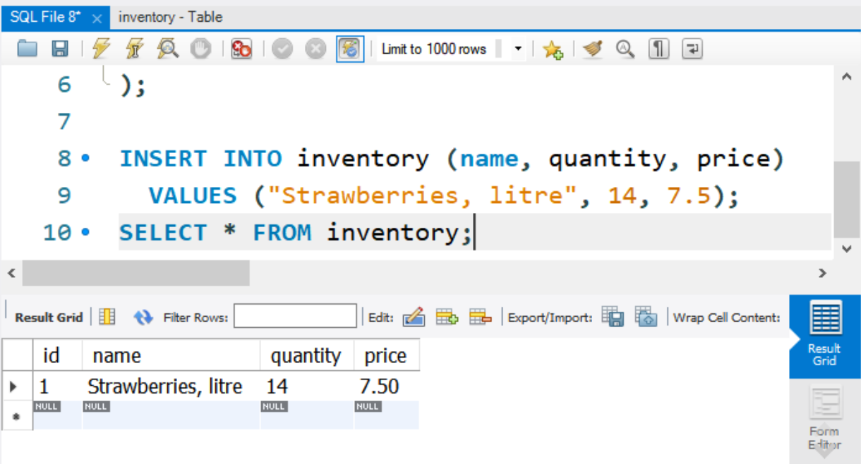 executing a select query