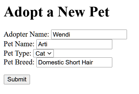 the adoption form