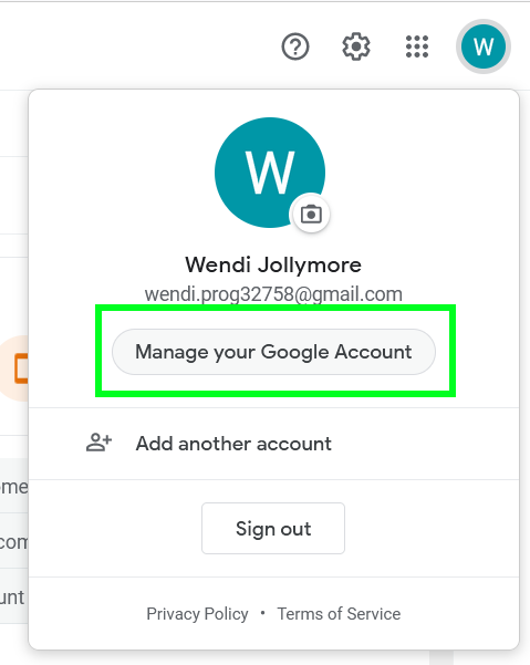 click manage your google account