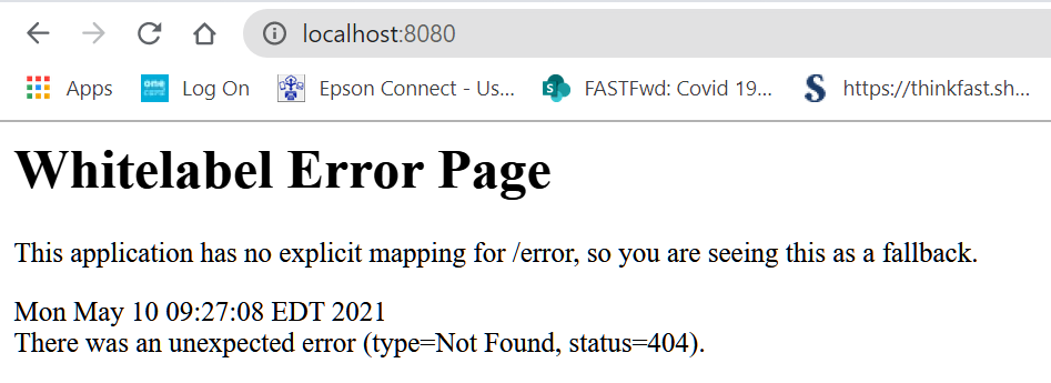 error output from loading the web project root