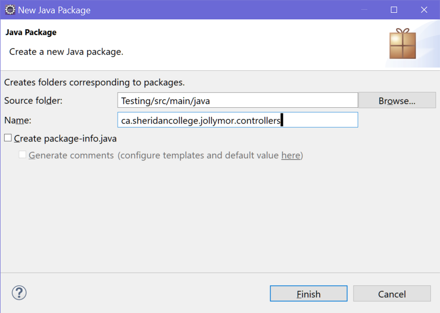 add sub package name in the Name field, after the main package name