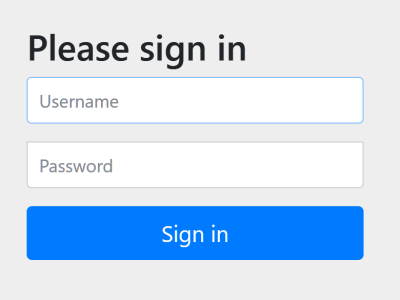 basic form with username and password fields and a Sign In button
