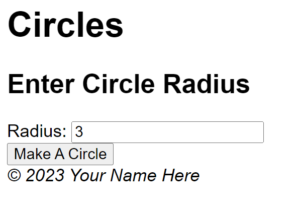 form with value 2 entered for radius