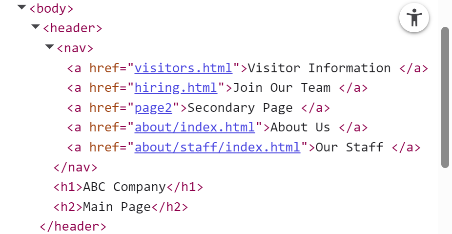 nav element with four links